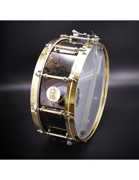 Snare Drum - Aluminium GOLD GRAPHIC « Sound Dry Silver » 14″x 5,5″ - SOUNDRUMS