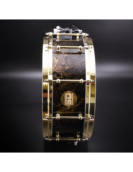 Snare Drum - Aluminium GOLD GRAPHIC « Sound Dry Silver » 14″x 5,5″ - SOUNDRUMS