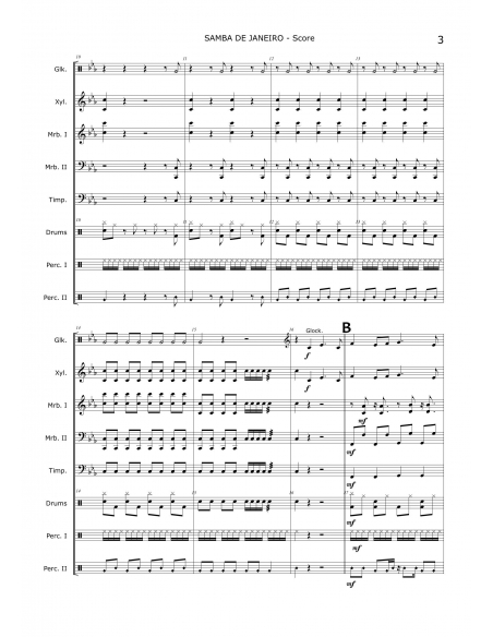 Samba de Janeiro - arrangement for percussion ensemble by Christoph Von Bergen - HITS in PERCUSSION