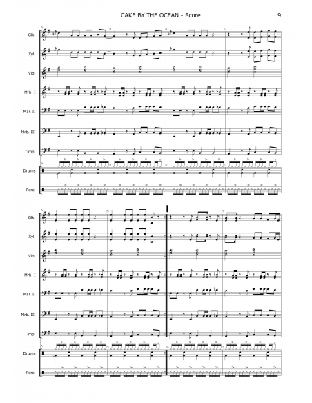 Cake by the Ocean - DNCE arr. Christoph Von Bergen - Hits in Percussion
