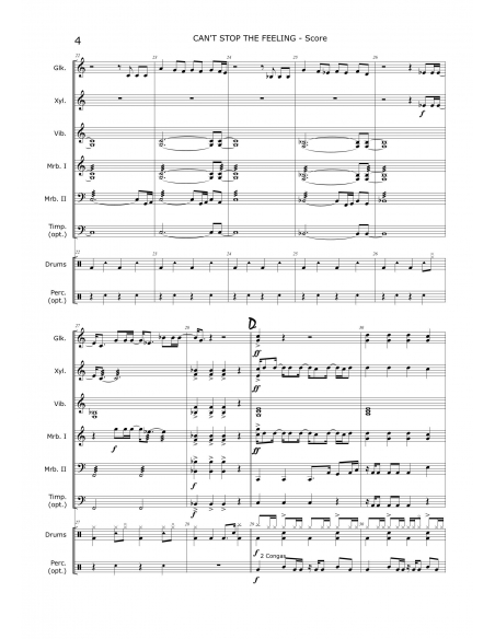 Can't stop the feeling - arr. Christoph Von Bergen - HITS in PERCUSSION
