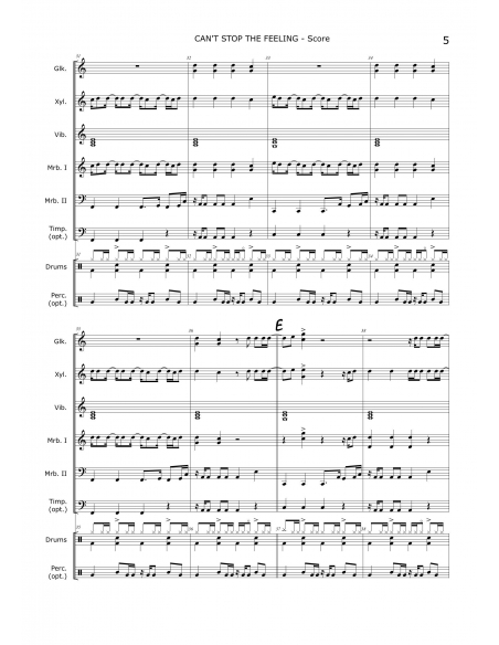 Can't stop the feeling - arr. Christoph Von Bergen - HITS in PERCUSSION