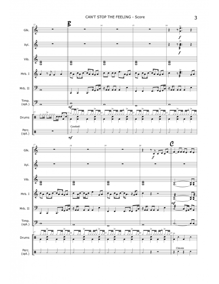 Can't stop the feeling - arr. Christoph Von Bergen - HITS in PERCUSSION