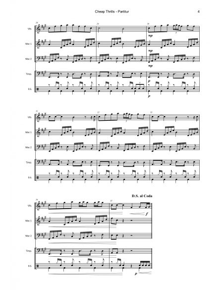 Cheap Thrills - arr.Simon Forster - HITS in PERCUSSION. Partition pour ensemble de percussions.