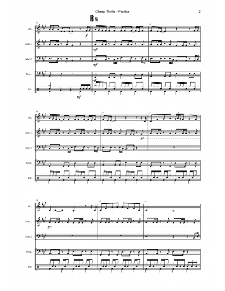 Cheap Thrills - arr.Simon Forster - HITS in PERCUSSION. Partition pour ensemble de percussions.