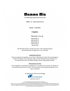 Mamma Mia - arr. Lukas Rechsteiner - HITS IN PERCUSSION 2