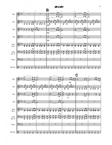 Viva La Vida - arr. Christoph Von Bergen - HITS IN PERCUSSION partition pour ensemble de percussions