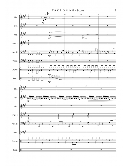 Take on me - arr. Christoph Von Bergen - HITS in PERCUSSION. Partition pour ensemble de percussions.