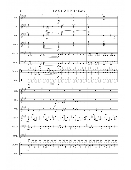Take on me - arr. Christoph Von Bergen - HITS in PERCUSSION. Partition pour ensemble de percussions.