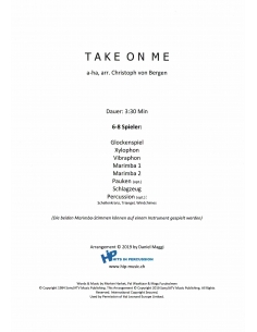 Take on me - arr. Christoph Von Bergen - HITS in PERCUSSION. Partition pour ensemble de percussions. 2