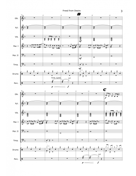 Freed from desire - arr. Christoph Von Bergen - HITS in PERCUSSION. Partition pour ensemble de percussions.