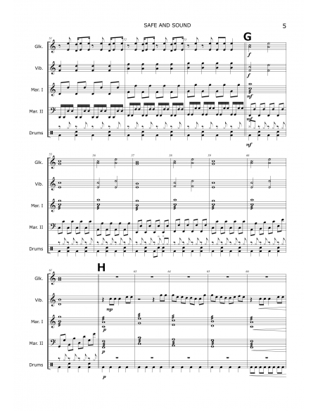 Safe and sound - arr.Christoph Von Bergen - HITS in PERCUSSION. Partition pour ensemble de percussions.