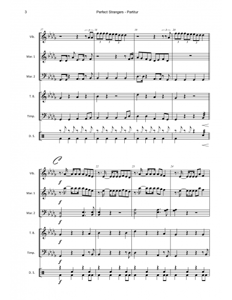 Perfect strangers - arr. Simon Forster - HITS in PERCUSSION. Partition pour ensemble de percussions.
