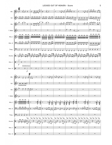 Locked out of heaven, arr. C.Von Bergen. Partition, ensemble de percussion HITS in PERCUSSION