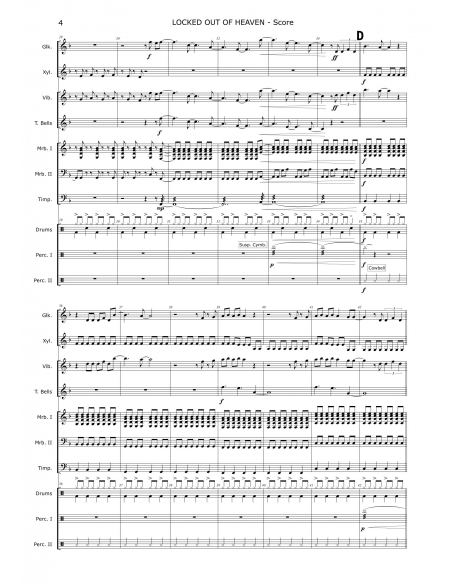 Locked out of heaven, arr. C.Von Bergen. Partition, ensemble de percussion HITS in PERCUSSION