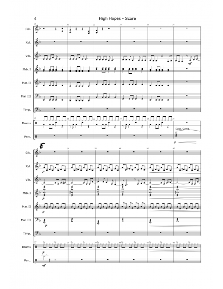 High hopes arr. Christoph Von Bergen HIP HITS in PERCUSSION. Partition pour ensemble de percussions.