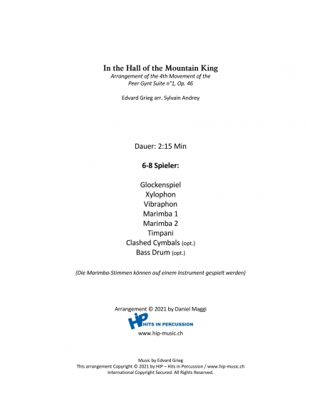 In the hall of the mountain king - Edvard Grieg, arr. Sylvain Andrey - HITS in PERCUSSION