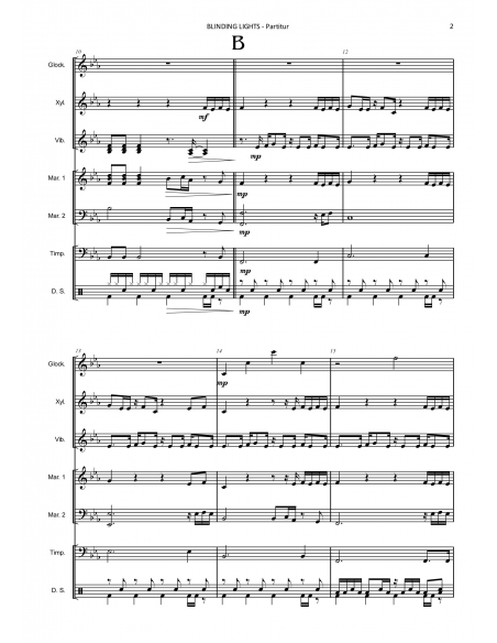 Blinding Lights - The Weeknd, arr. S.Forster - Partition ensemble de percussions. HIP