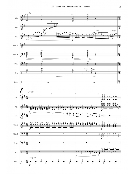 All I want for Christmas is you, arr. M. Leuenberger. Partition pour ensemble de percussions, HIP.