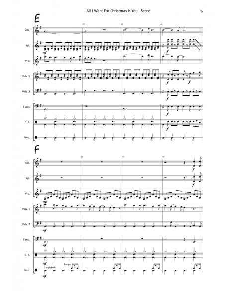 All I want for Christmas is you, arr. M. Leuenberger. Partition pour ensemble de percussions, HIP.
