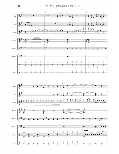 All I want for Christmas is you, arr. M. Leuenberger. Partition pour ensemble de percussions, HIP.