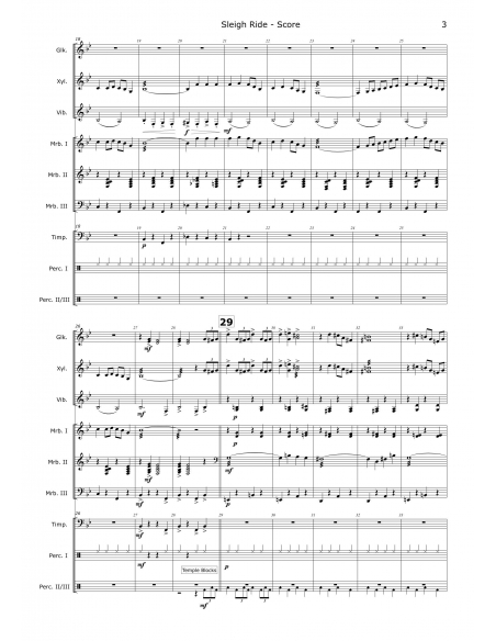 Sleigh Ride - Leroy Anderson, arr. Christoph Von Bergen - HITS in PERCUSSION. Partition pour ensemble de percussions.