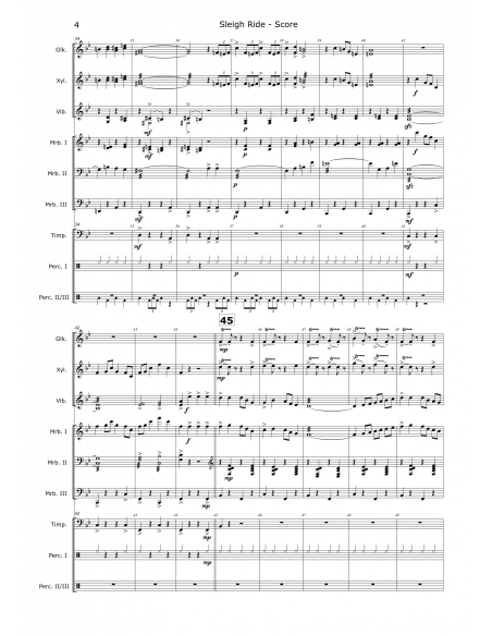 Sleigh Ride - Leroy Anderson, arr. Christoph Von Bergen - HITS in PERCUSSION. Partition pour ensemble de percussions.