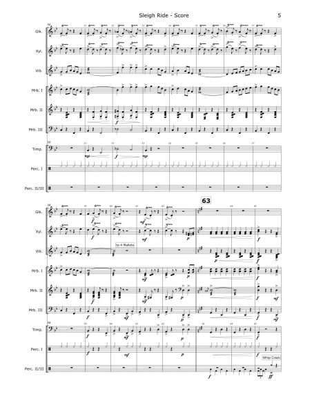 Sleigh Ride - Leroy Anderson, arr. Christoph Von Bergen - HITS in PERCUSSION. Partition pour ensemble de percussions.