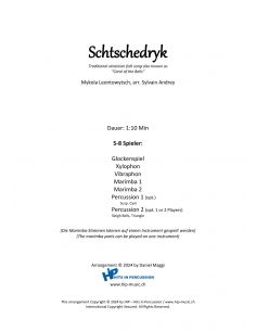 Schtschedryk - Carol of the bells, arr. S. Andrey , Hits in Percussion Christmas. Score for percussion ensemble. 2