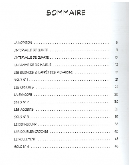 Méthode de timbales volume 1 - sommaire. Gert BOMHOF