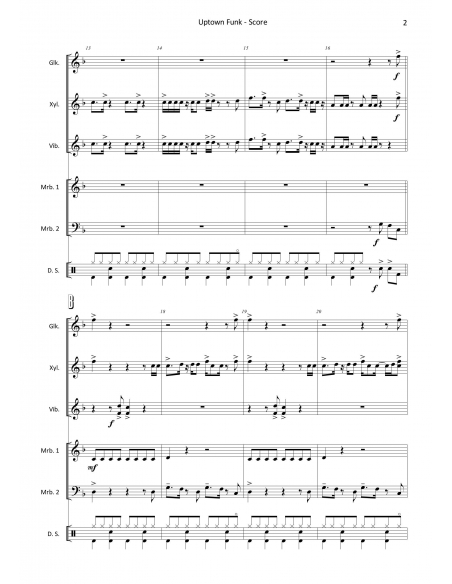 Uptown Funk - arr. Claire Litzler - HITS in PERCUSSION. Partition pour ensemble de percussions.