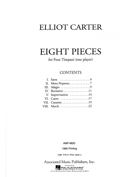 Eight Pieces for four timpani - Elliott CARTER