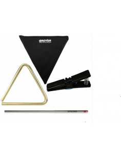 Kit GROVER triangle 6" bronze concert, housse cordura, batte et pince à triangle.