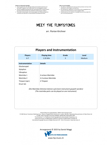 Meet The Flintstones (La Famille Pierrafeu) - arr. Florian Kirchner - HITS in PERCUSSION