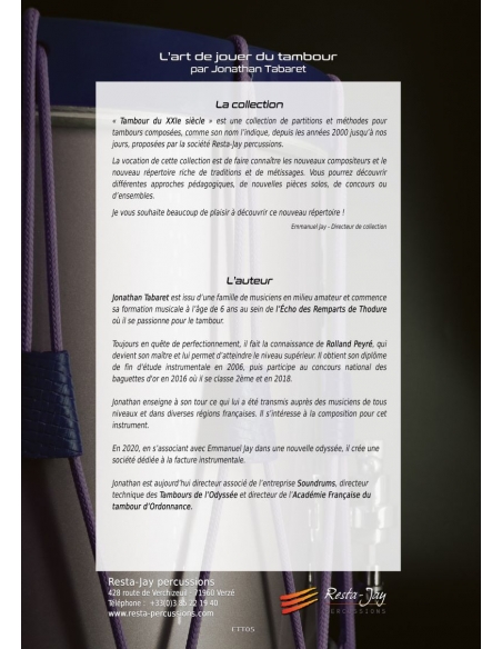 L'art de jouer du tambour - Jonathan TABARET. Méthode de tambour.